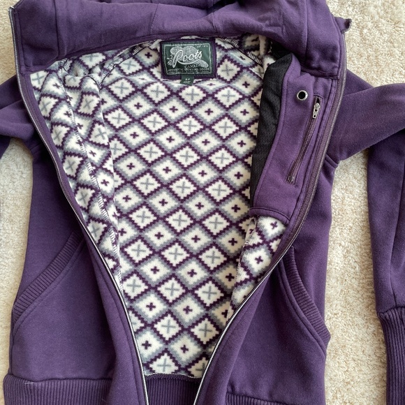 Roots Canada Paddlecreek Hoodie Womens Size S Purple Full Zip Warm Fleece Jacket - Picture 9 of 16